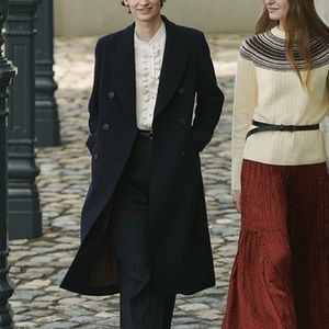 NWT Uniqlo Ines De La Fressange Navy Tweed Coat